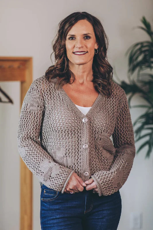 Floral Crochet Cardigan (Dex) Cable Knit Ribbed Knit Lace Knit