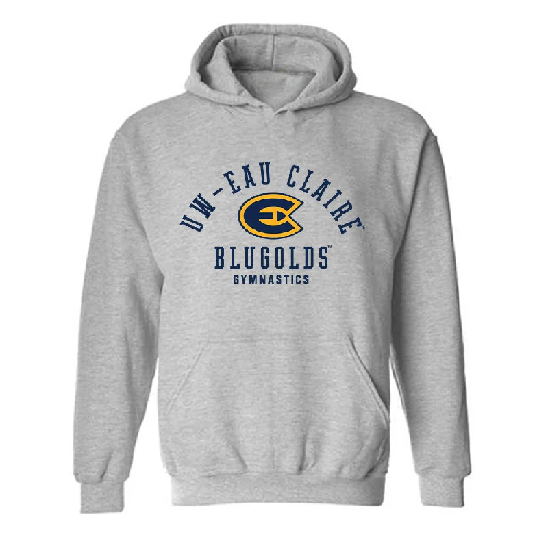UW Eau Claire - NCAA Women's Gymnastics : Meghan Dahlin - Classic Shersey Hooded Sweatshirt Hoodie with Distressed Vintage Worn UW Eau Claire - NCAA Women's Gymnastics : Meghan Dahlin - Classic Shersey Hooded Sweatshirt Hoodie with Distressed Vintage Worn