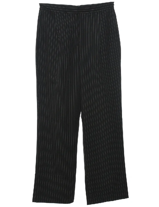 Dark Brown Striped Trousers - W30 L31 Trousers Custom Made