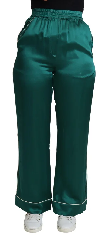 Exquisite Silk Pajama Trousers In Lush Green Trousers Occasion Special