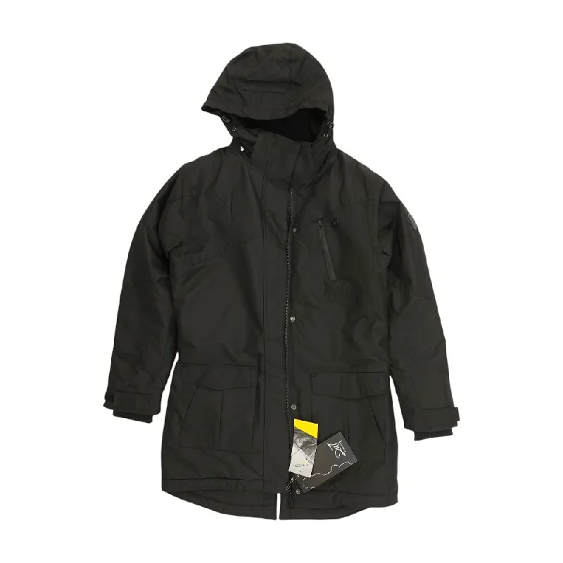 Black Solid Ski Coat Turtleneck Wrap Cape