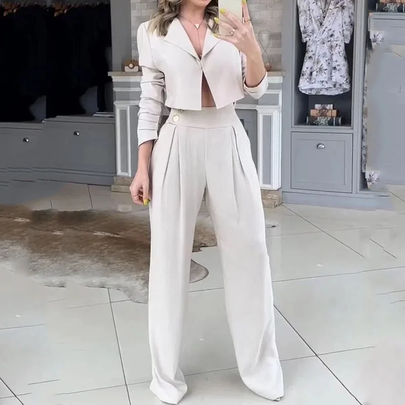 Women's Suit Autumn New Solid Color Loose Trousers Two-piece Set Trousers Low Rise Relaxed