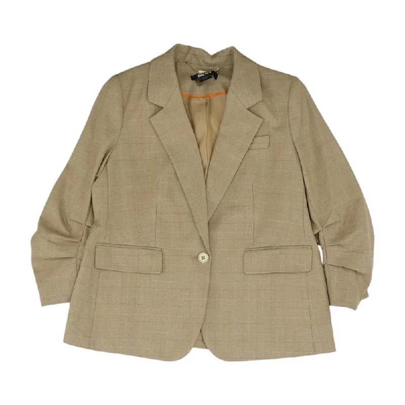 Beige Plaid Blazer Women's Trendy Jacket