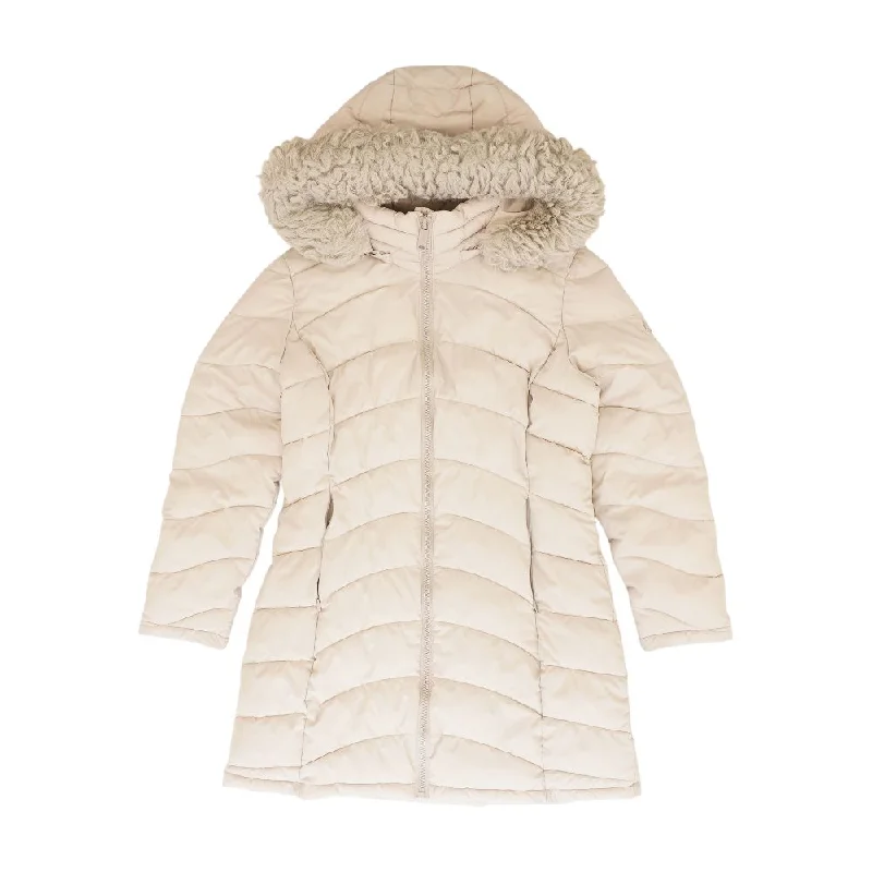 Tan Solid Puffer Coat Trench Raincoat Windbreaker