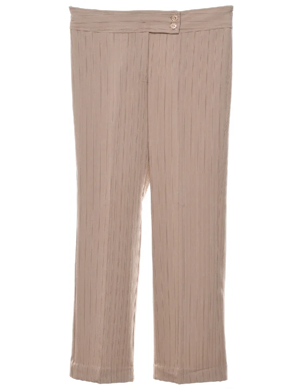 Pinstripes Light Brown Trousers - W31 L28 Trousers Summer Linen