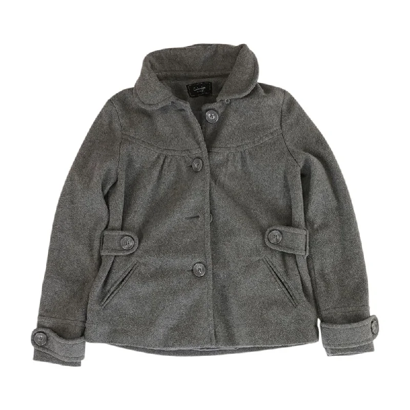 Gray Solid Coat Asymmetrical Diagonal princess