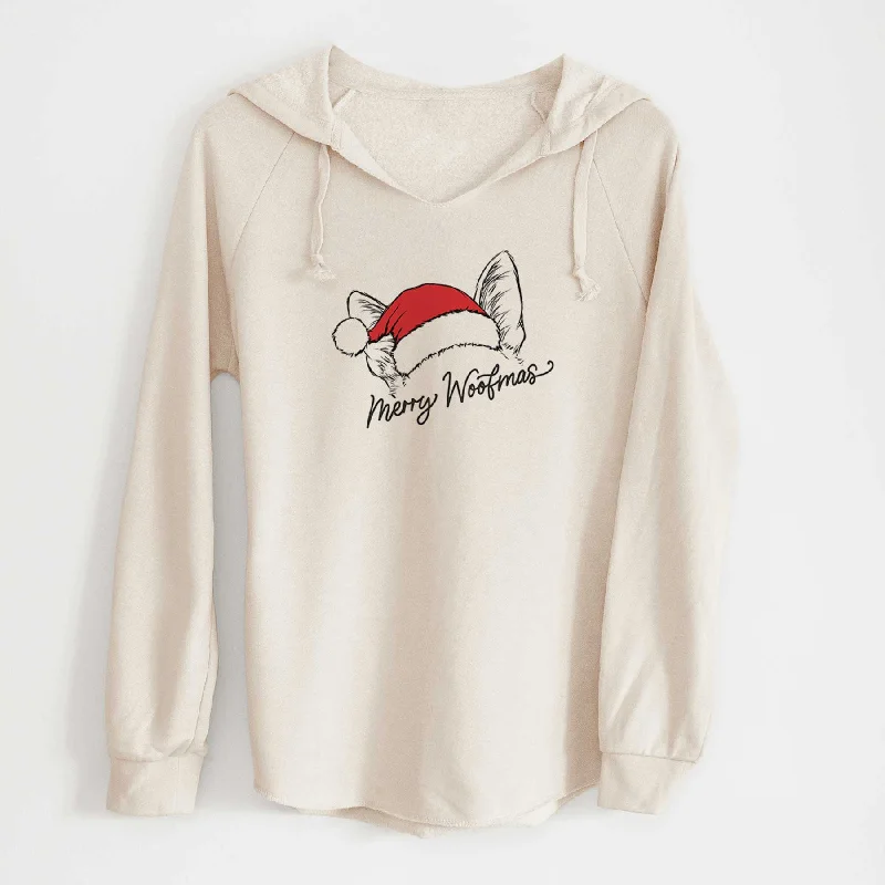 Merry Woofmas - German Shepherd - Cali Wave Hooded Sweatshirt Hoodie with Strings Custom Fit Adjustable Merry Woofmas - German Shepherd - Cali Wave Hooded Sweatshirt Hoodie with Strings Custom Fit Adjustable