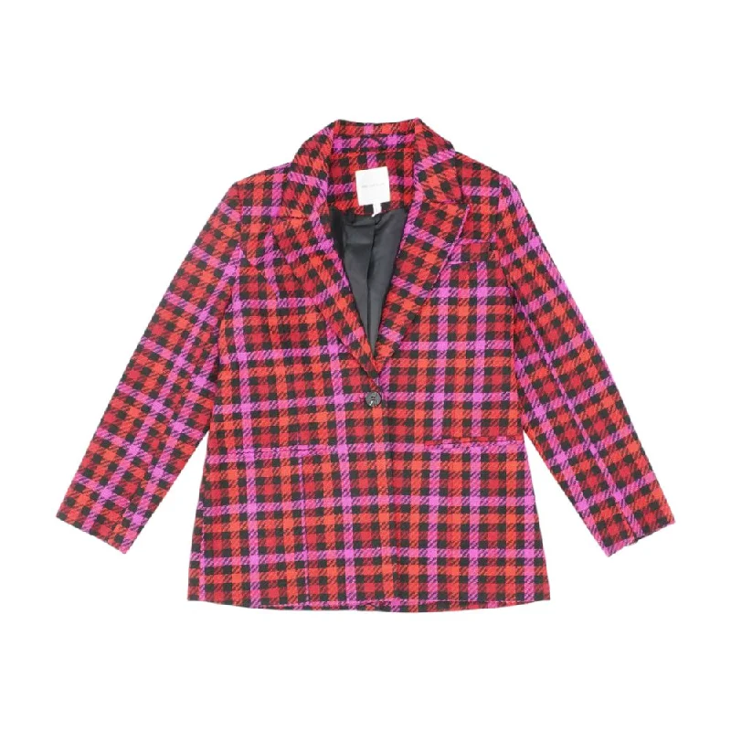 Red Plaid Blazer Women's Vintage Jacket