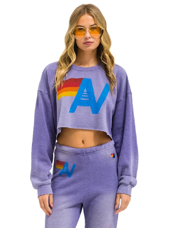 Vintage Logo Crop Crew Sweatshirt - Faded Grape Hoodie Sweatshirt Pullover
