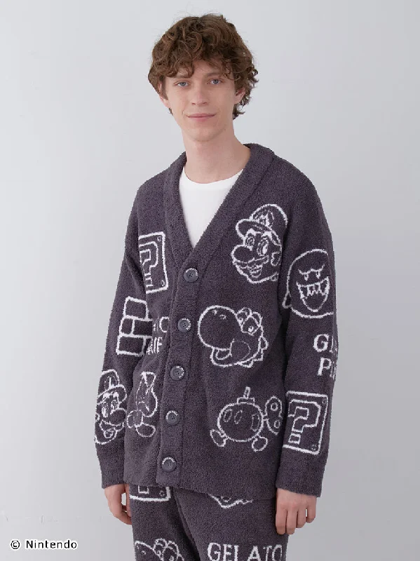 SUPER MARIO™️ MENS Baby Moco Character Patterned Jacquard Cardigan Solid Print Embellished