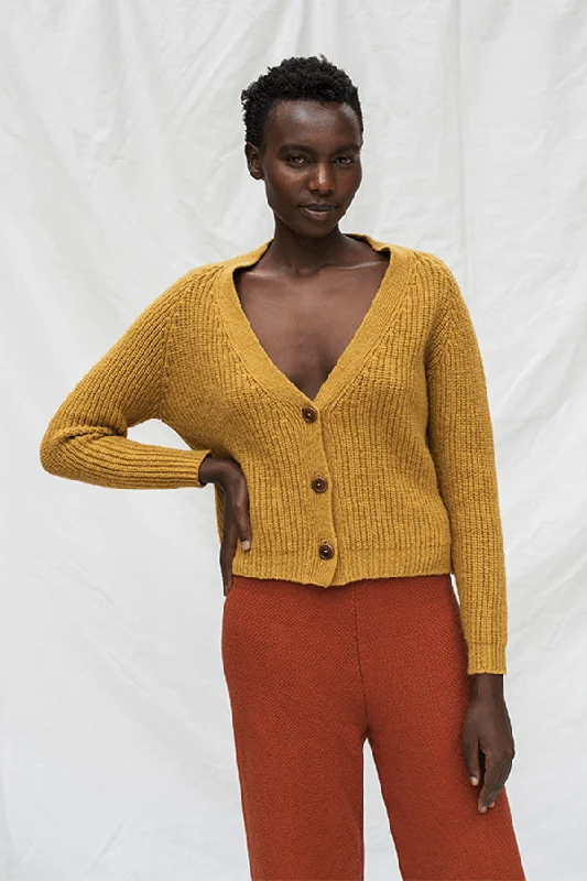 Anna Wool Cardigan (Mustard) Rayon Fabric Velvet Fabric Corduroy Fabric