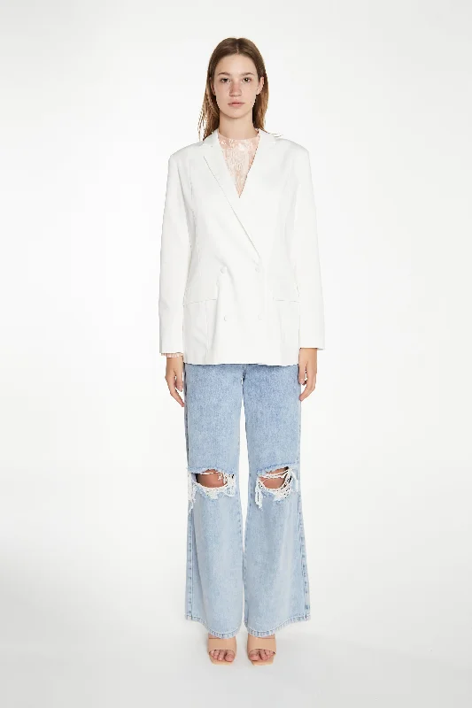 White Double-Breasted Blazer Women's Premium Blazer