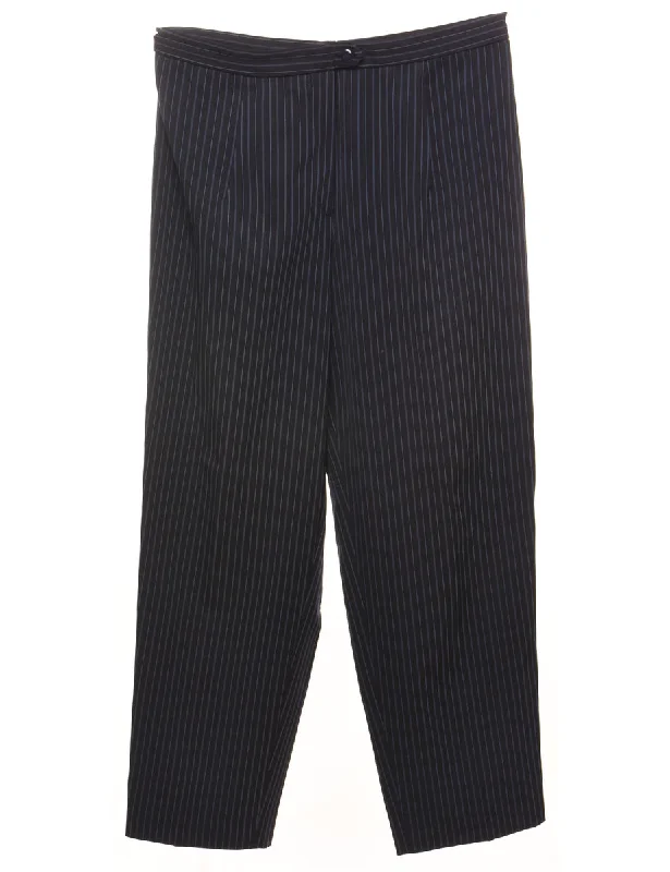 Black Pinstriped Trousers - W32 L30 Trousers Bestseller Popular