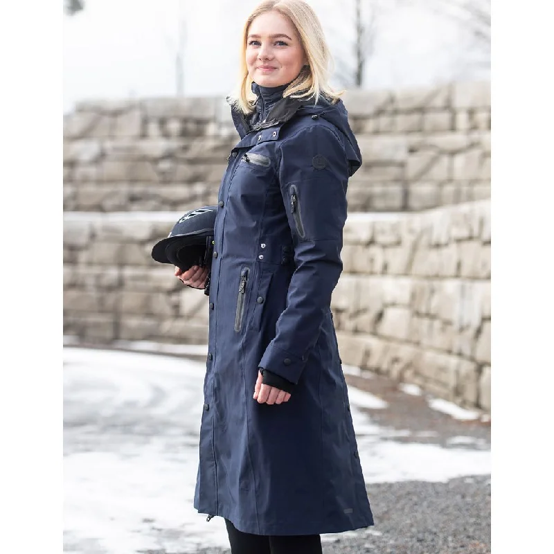 UHIP Mid Length Water Repellent Trench Coat DARK BLUE Cotton Linen Terry