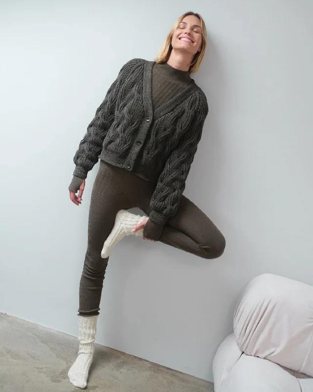 Nemunas Merino Wool Cardigan (Nettle) Lightweight Heavyweight Midweight