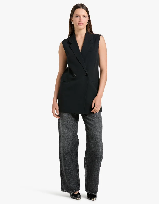 Monumental Sleeveless Blazer - Black Women's Party Jacket