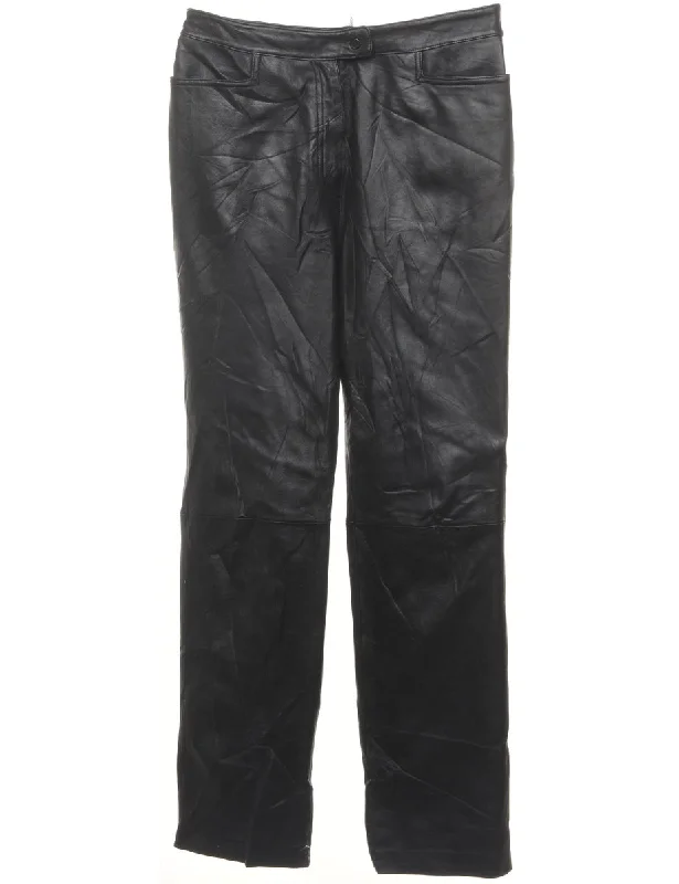 Tapered Leather Black Trousers - W31 L31 Trousers Bootcut Casual