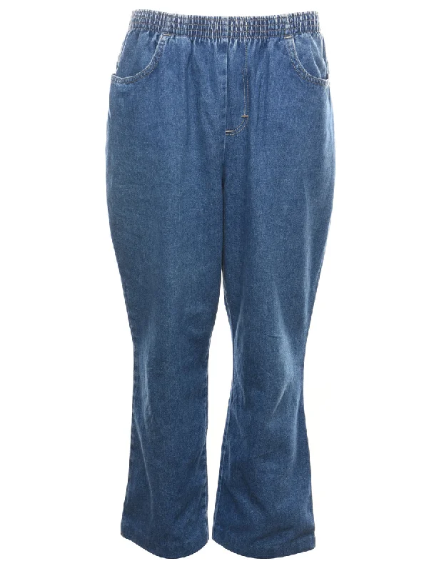 Medium Wash Casual Denim Trousers - W28 L27 Trousers Print Floral