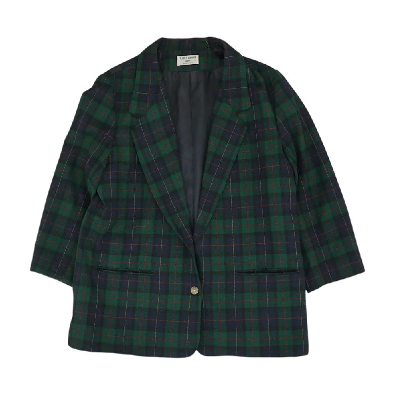 Vintage Green Plaid Blazer Women's Warm Suit