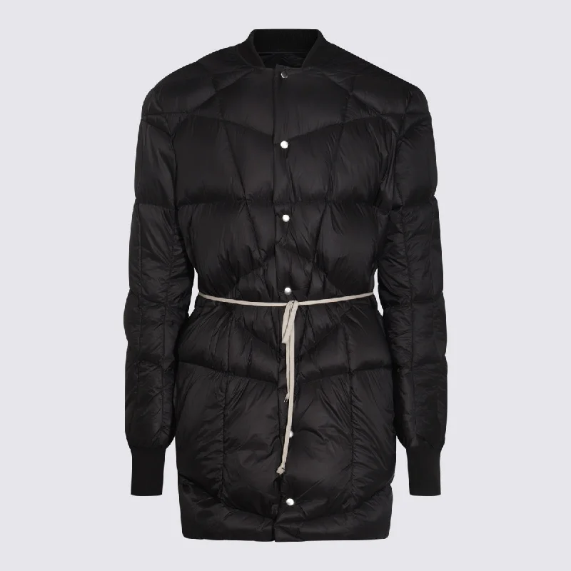 Rick Owens Coats Black Toggle Coat Shawl Collar Coat Notch Collar Coat