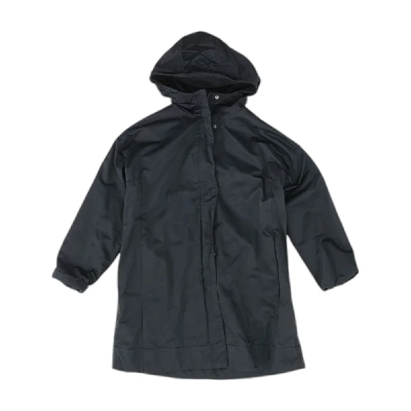 Black Solid Coat Bomber Denim Leather