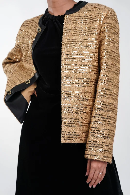 Golden Glimmer Sequined Blazer Women's Premium Blazer