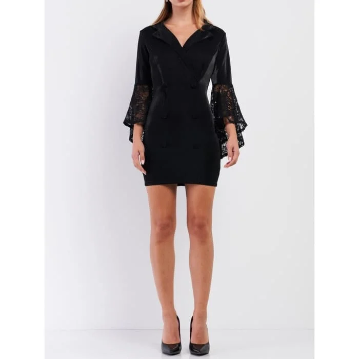 Blazer Dress With Lace Sleeves Women's Trendy Blazer