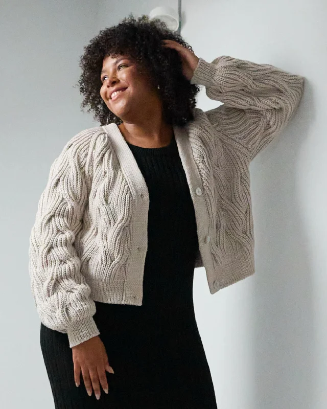 Nemunas Merino Wool Cardigan (Silver Grey) Seamless Knitted Crochet