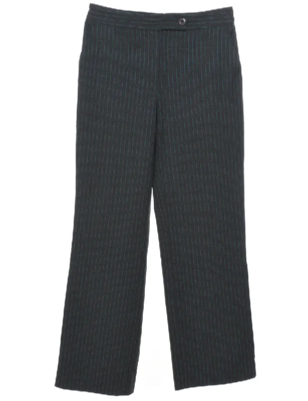 Striped Pattern Dark Grey Trousers - W30 L32 Trousers Gym Athletic