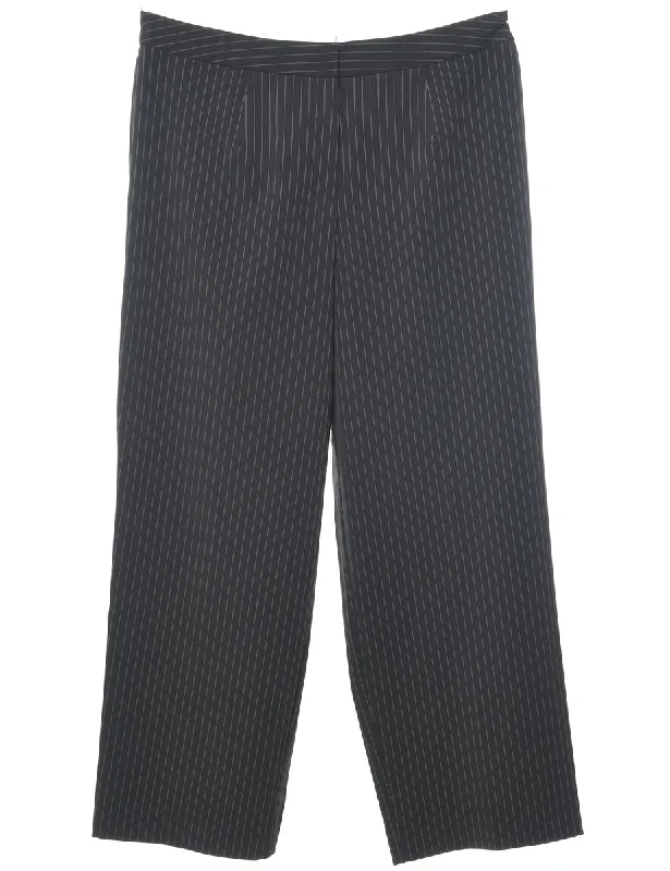 Pinstriped Black Casual Trousers - W34 L28 Trousers Prom Sequined