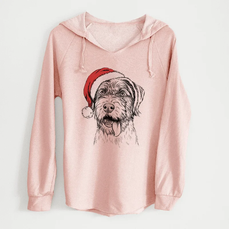 Santa Hazel the German Wirehaired Pointer Mix - Cali Wave Hooded Sweatshirt Hoodie with High-Low Hem Asymmetrical Trendy Santa Hazel the German Wirehaired Pointer Mix - Cali Wave Hooded Sweatshirt Hoodie with High-Low Hem Asymmetrical Trendy