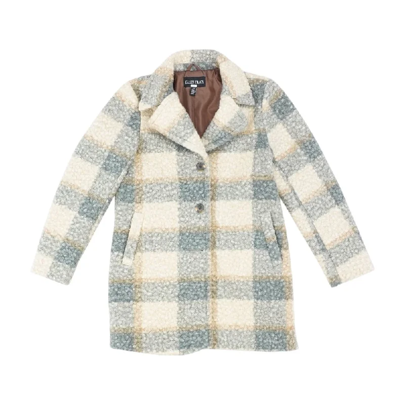 Multi Plaid Coat Denim Leather Suede