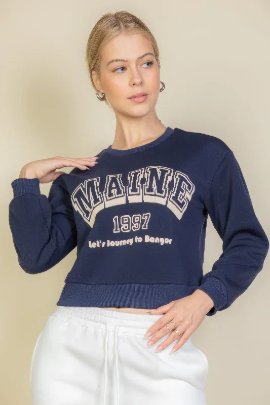 Graphic Drop Shoulder Sweatshirt Hoodie with Cuffed Sleeves Snug Secure