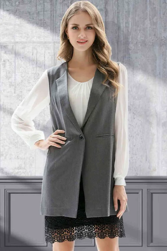One-Button Sleeveless Longline Blazer Women's Boutique Suit
