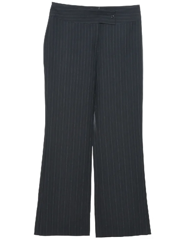 Dark Grey Low Rise Striped Trousers - W32 L32 Trousers Wedding White