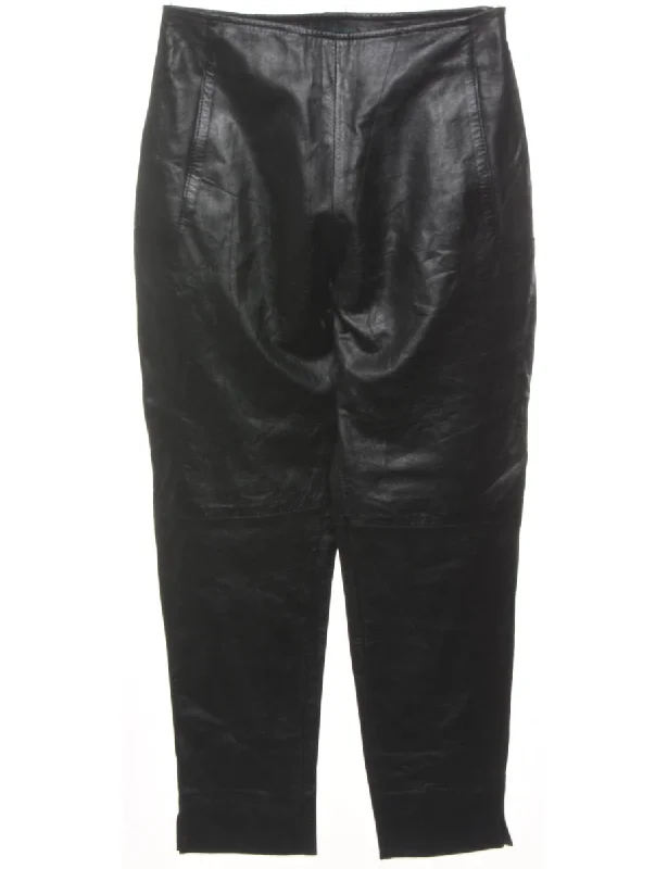 Black Leather Tapered Trousers - W29 L27 Trousers Cargo pockets