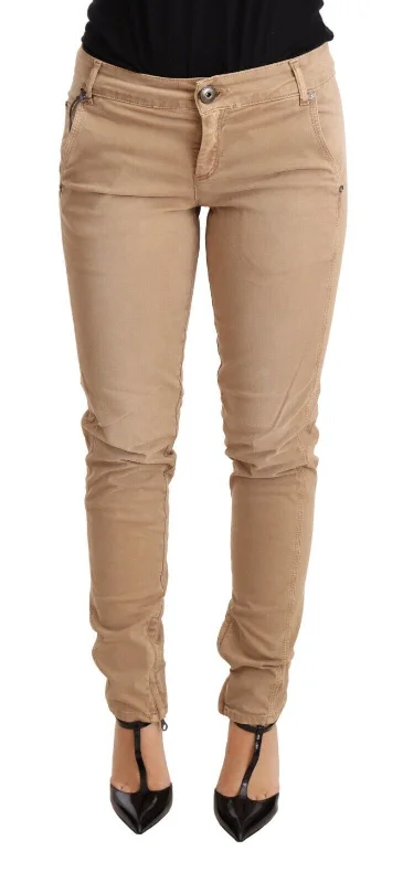 Chic Low Waist Skinny Cotton Trousers Trousers Spring Floral