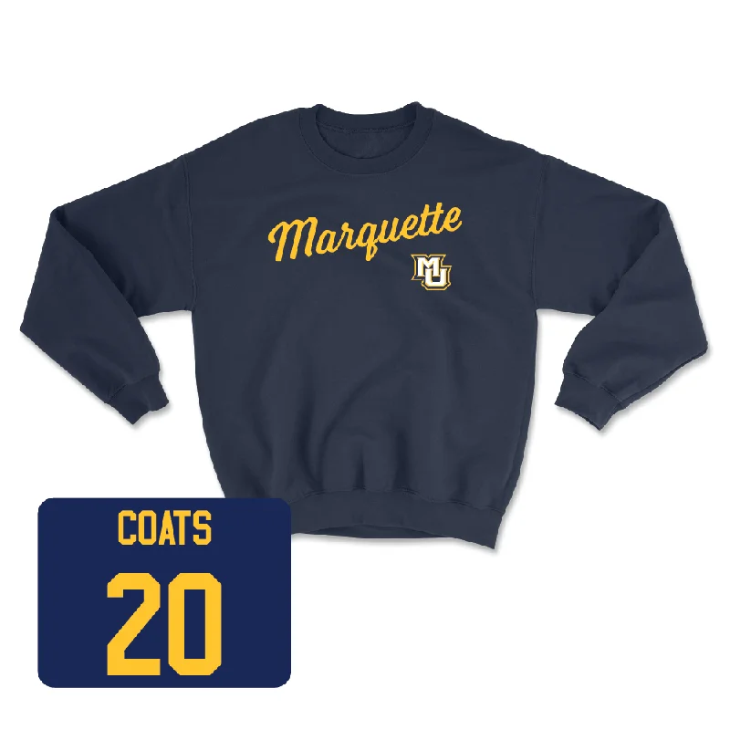Navy Women's Soccer Script Crew  - Lilly Coats Fitted Loose Oversized