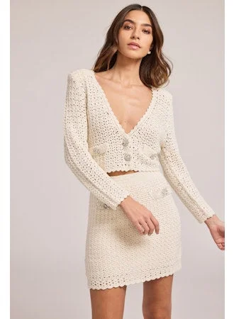 JOY CROCHET CARDIGAN Glossy Satin Silk