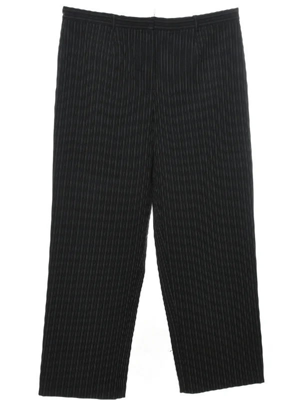 Black Striped Trousers - W36 L30 Trousers Solid Black
