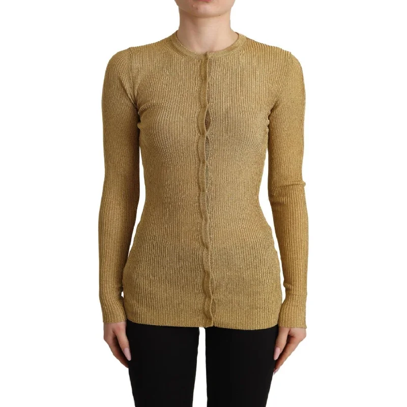 Dolce & Gabbana Glamorous Gold Snap-Button Cardigan Oversized Loose Flowy