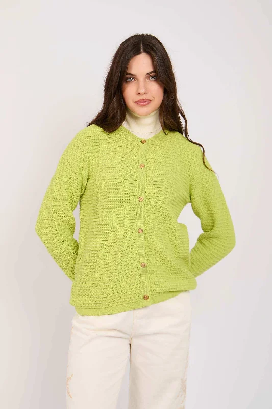 Women Regular Fit Cardigan - Green Oversized Loose Flowy