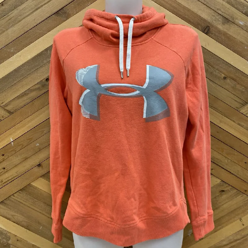 Under Armour - Women's Loose Hoodie - MSRP$70: Pink / Grey-women-SM Hoodie with Metallic Shiny Futuristic Under Armour - Women's Loose Hoodie - MSRP$70: Pink / Grey-women-SM Hoodie with Metallic Shiny Futuristic
