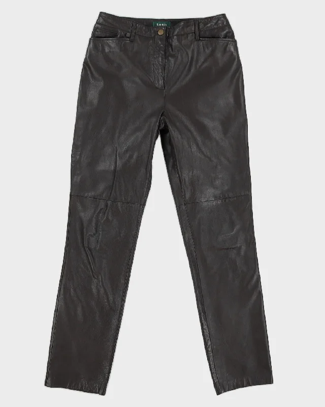 Vintage 90s Lauren By Ralph Lauren Brown Leather Trousers - W30 L31 Trousers luxurious high-end