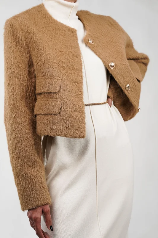 Plush Beige Frost Blazer Women's High-End Blazer