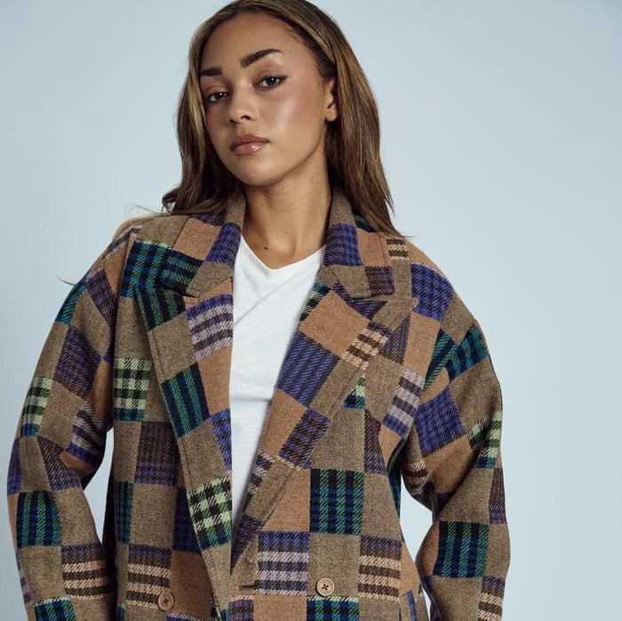 Emrys Patchwork Long Line Coat Parka Anorak Hoodie