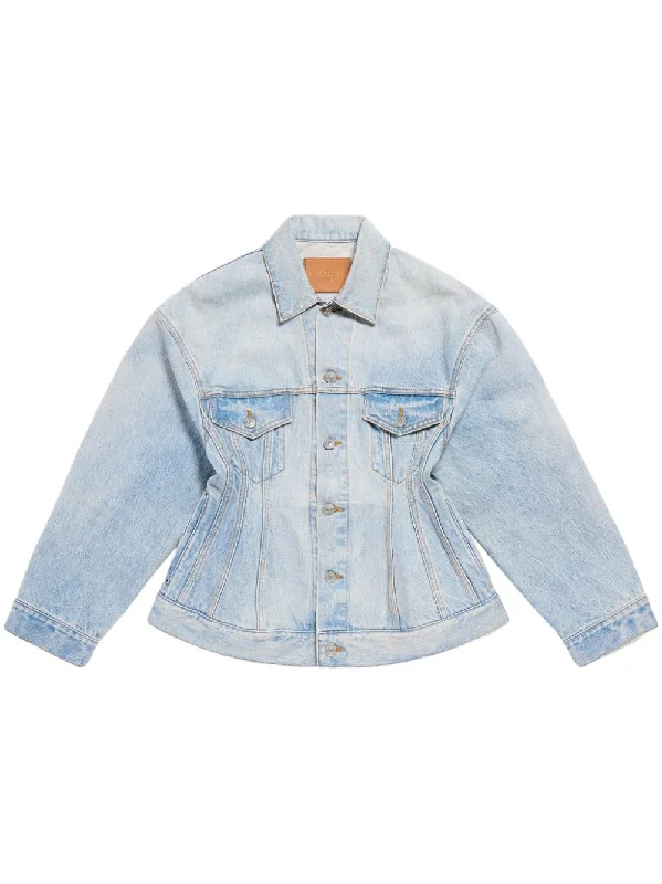 Balenciaga Coats Clear Blue Blouse Shirt Tunic