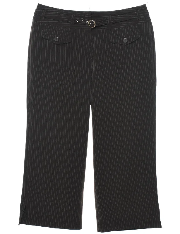 Pinstripes Cropped Trousers - W32 L21 Trousers Seasonal Trendy