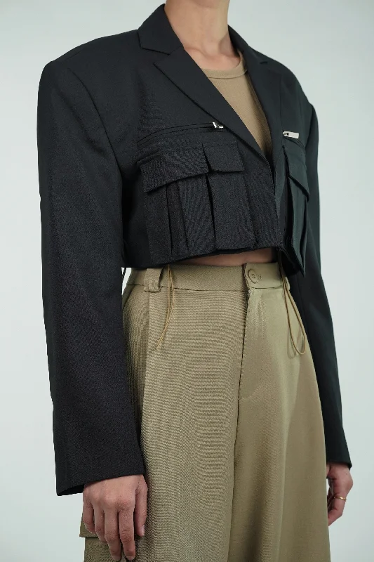 Carbon Street Swagger Cropped Blazer Women's Vintage Suit