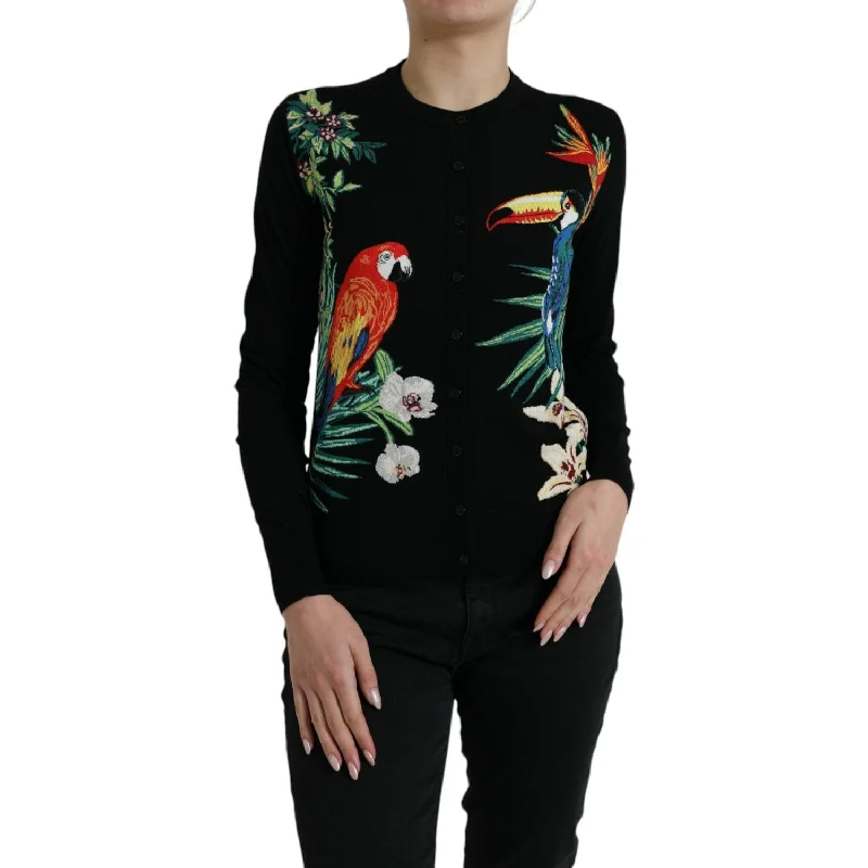 Dolce & Gabbana Elegant Wool Silk Printed Cardigan Sweater Terry Blend Velvet Blend Canvas Blend